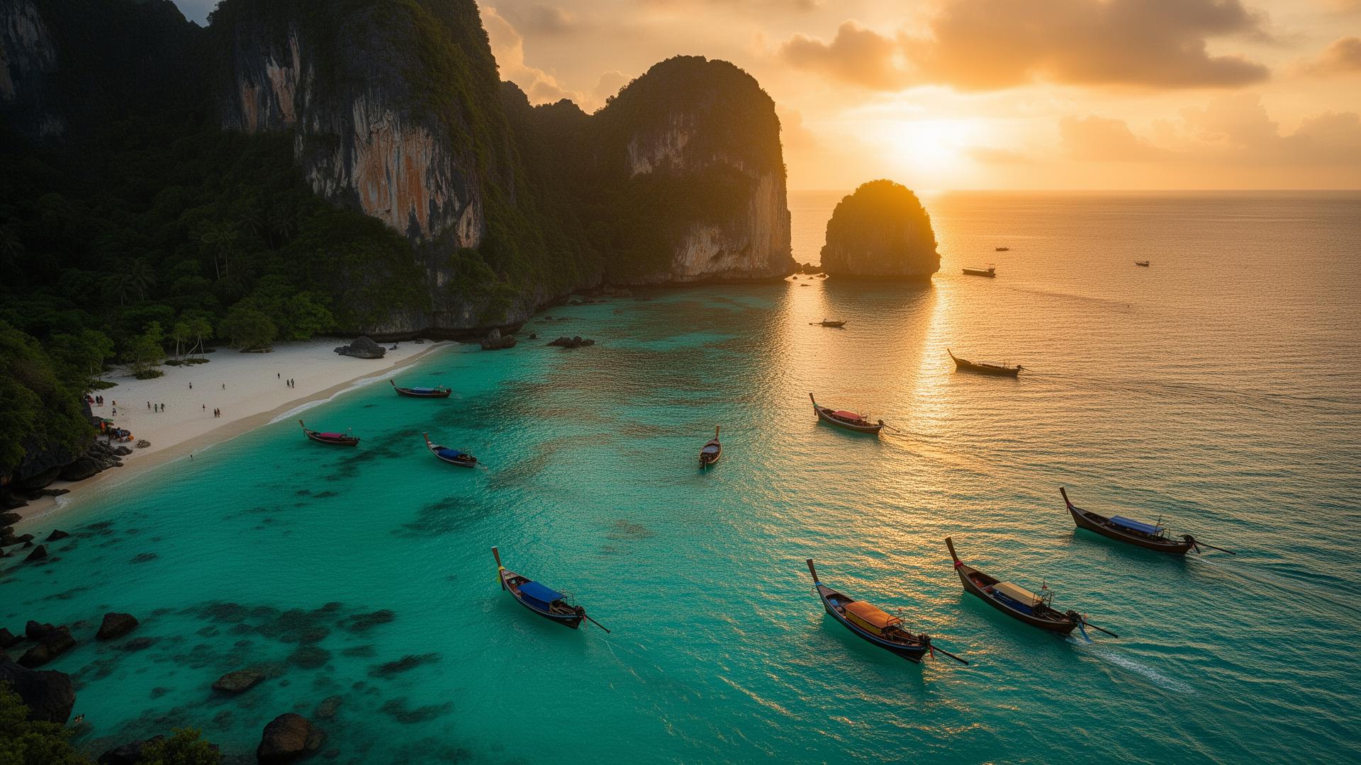 Luxury Thailand temple at sunset